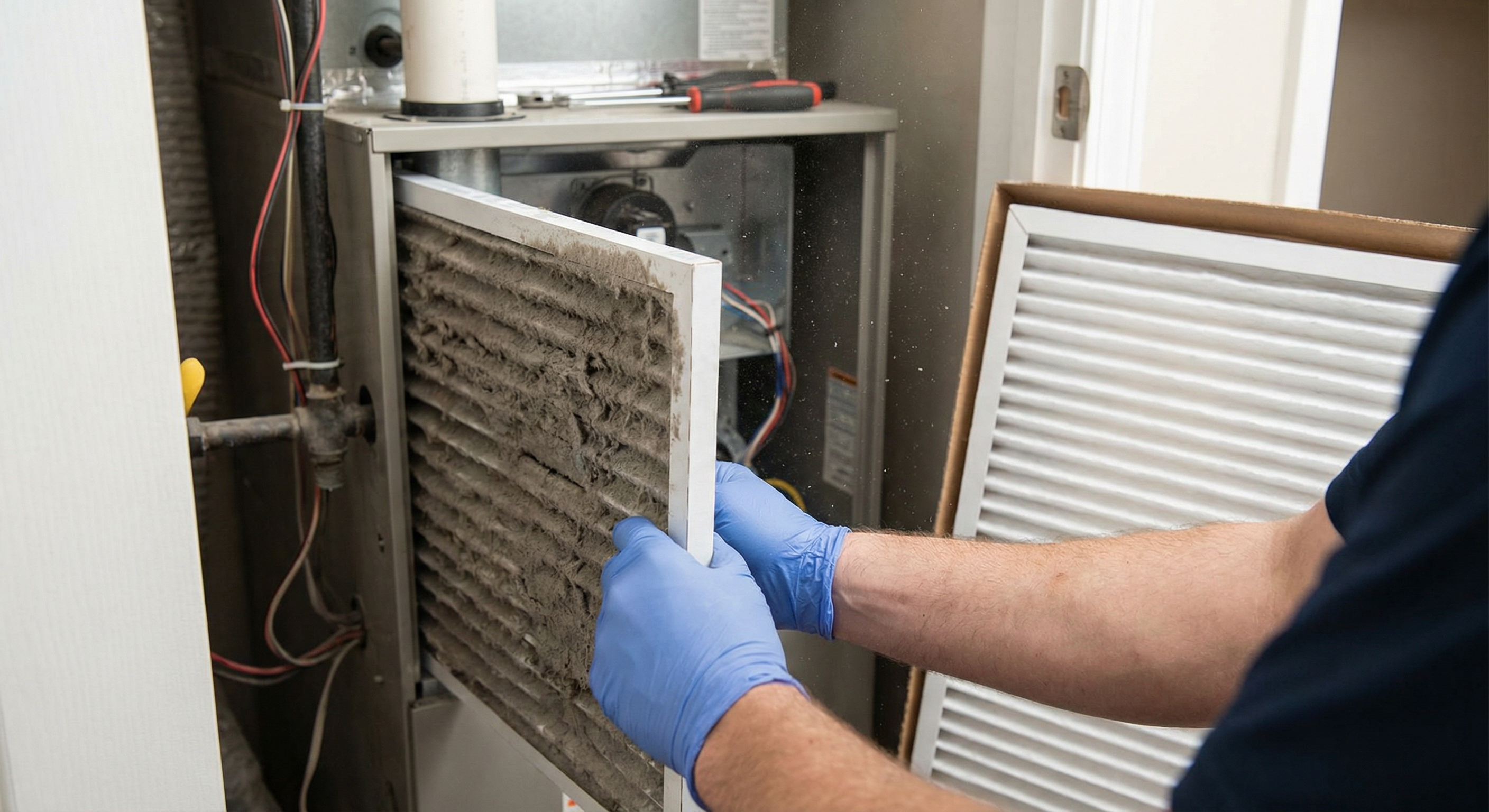 Dirty clogged air filter vs new clean filter