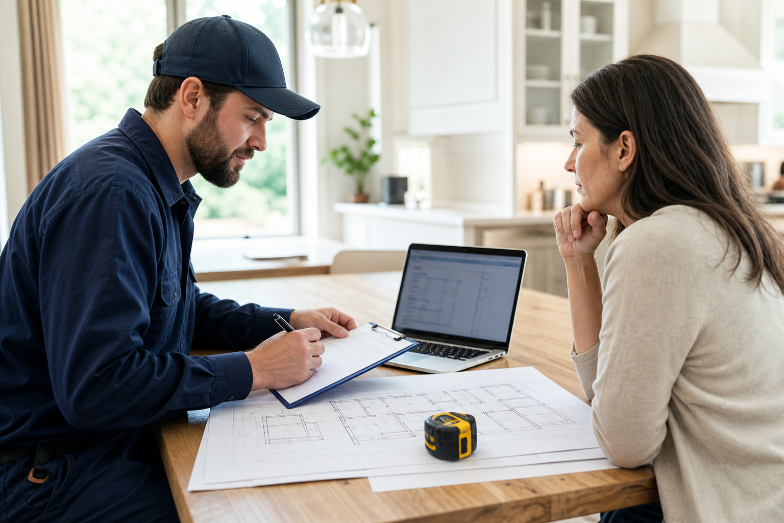 HVAC technician performing Manual J load calculation for Denver home AC sizing