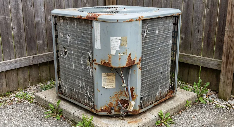 Old AC unit showing wear